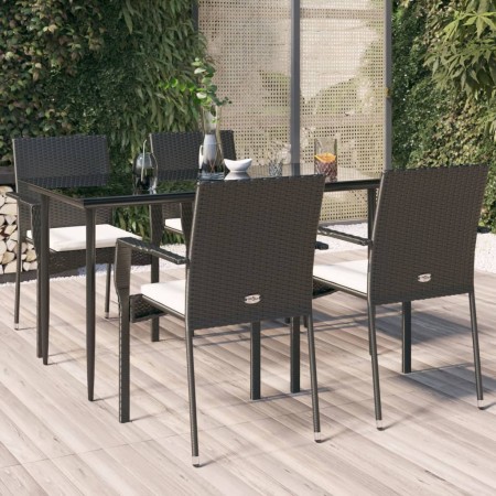 Set de muebles jardín 5 pzas con cojines ratán sintético negro de , Conjuntos de jardín - Ref: Foro24-3185121, Precio: 358,51...