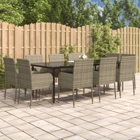 Set comedor jardín 11 pzas y cojines ratán sintético negro gris de , Conjuntos de jardín - Ref: Foro24-3185154, Precio: 730,7...