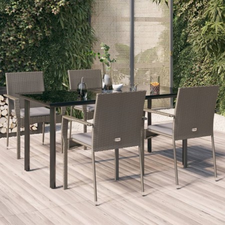 Set comedor jardín 5 pzas y cojines ratán sintético negro gris de , Conjuntos de jardín - Ref: Foro24-3185140, Precio: 373,81...
