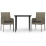 Set comedor jardín 3 pzas y cojines ratán sintético negro gris de , Conjuntos de jardín - Ref: Foro24-3185149, Precio: 191,17...