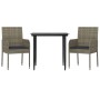 Set comedor jardín 3 pzas y cojines ratán sintético negro gris de , Conjuntos de jardín - Ref: Foro24-3185149, Precio: 191,17...