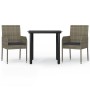 Set comedor jardín 3 pzas y cojines ratán sintético negro gris de , Conjuntos de jardín - Ref: Foro24-3185161, Precio: 178,08...