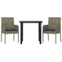 Set comedor jardín 3 pzas y cojines ratán sintético negro gris de , Conjuntos de jardín - Ref: Foro24-3185161, Precio: 178,08...