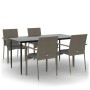 Set comedor jardín 5 pzas y cojines ratán sintético negro gris de , Conjuntos de jardín - Ref: Foro24-3185128, Precio: 391,75...
