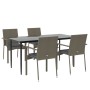 Set comedor jardín 5 pzas y cojines ratán sintético negro gris de , Conjuntos de jardín - Ref: Foro24-3185128, Precio: 391,75...