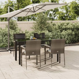 Set comedor jardín 5 pzas y cojines ratán sintético negro gris de , Conjuntos de jardín - Ref: Foro24-3185116, Precio: 404,02...