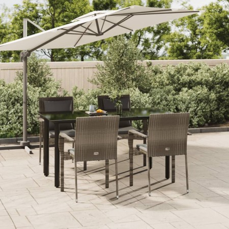 Set comedor jardín 5 pzas y cojines ratán sintético negro gris de , Conjuntos de jardín - Ref: Foro24-3185116, Precio: 404,02...