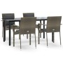 Set comedor jardín 5 pzas y cojines ratán sintético negro gris de , Conjuntos de jardín - Ref: Foro24-3185116, Precio: 404,02...