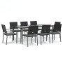 Juego comedor jardín 9 piezas y cojines ratán sintético y acero de , Conjuntos de jardín - Ref: Foro24-3187014, Precio: 557,2...