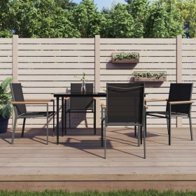 Juego de comedor para jardín 5 piezas acero y textilene negro de , Conjuntos de jardín - Ref: Foro24-3187035, Precio: 324,20 ...