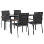 Juego de comedor para jardín 5 piezas acero y textilene negro de , Conjuntos de jardín - Ref: Foro24-3187035, Precio: 324,20 ...
