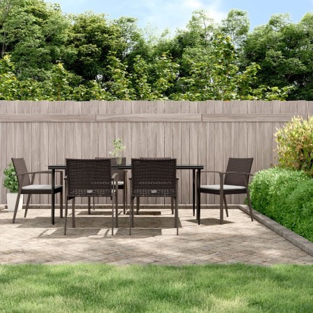 Juego comedor jardín 7 piezas y cojines ratán sintético y acero de , Conjuntos de jardín - Ref: Foro24-3186981, Precio: 642,7...