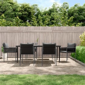Juego comedor jardín 7 piezas y cojines ratán sintético y acero de , Conjuntos de jardín - Ref: Foro24-3187063, Precio: 722,4...