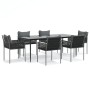 Juego comedor jardín 7 piezas y cojines ratán sintético y acero de , Conjuntos de jardín - Ref: Foro24-3187063, Precio: 722,4...