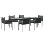Juego comedor jardín 7 piezas y cojines ratán sintético y acero de , Conjuntos de jardín - Ref: Foro24-3187063, Precio: 722,4...