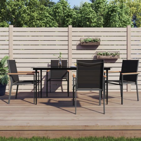 Juego de comedor para jardín 5 piezas acero y textilene negro de , Conjuntos de jardín - Ref: Foro24-3187037, Precio: 320,76 ...