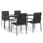 Juego de comedor para jardín 5 piezas acero y textilene negro de , Conjuntos de jardín - Ref: Foro24-3187037, Precio: 320,76 ...