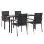 Juego de comedor para jardín 5 piezas acero y textilene negro de , Conjuntos de jardín - Ref: Foro24-3187037, Precio: 320,76 ...