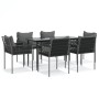 Juego comedor jardín 7 piezas y cojines ratán sintético y acero de , Conjuntos de jardín - Ref: Foro24-3187056, Precio: 616,8...