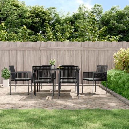 Set comedor jardín 7 pzas y cojines acero ratán sintético negro de , Conjuntos de jardín - Ref: Foro24-3187068, Precio: 520,8...
