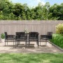Set comedor jardín 7 pzas y cojines acero ratán sintético negro de , Conjuntos de jardín - Ref: Foro24-3187068, Precio: 520,8...