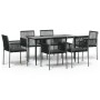 Set comedor jardín 7 pzas y cojines acero ratán sintético negro de , Conjuntos de jardín - Ref: Foro24-3187068, Precio: 520,8...