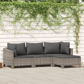 Set de muebles de jardín 4 pzas y cojines ratán sintético gris de , Conjuntos de jardín - Ref: Foro24-3187269, Precio: 358,00...