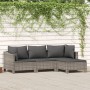 Set de muebles de jardín 4 pzas y cojines ratán sintético gris de , Conjuntos de jardín - Ref: Foro24-3187269, Precio: 358,00...