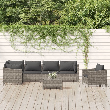 Set de muebles de jardín 7 pzas y cojines ratán sintético gris de , Conjuntos de jardín - Ref: Foro24-3187283, Precio: 618,67...