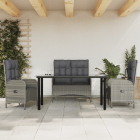 Juego de comedor de jardín 4 piezas con cojines ratán PE gris de , Conjuntos de jardín - Ref: Foro24-3203507, Precio: 573,47 ...