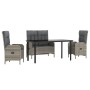 Juego de comedor de jardín 4 piezas con cojines ratán PE gris de , Conjuntos de jardín - Ref: Foro24-3203507, Precio: 573,47 ...