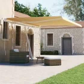 Toldo de pie manual retráctil amarillo y blanco 400x300 cm de vidaXL, Toldos - Ref: Foro24-3069538, Precio: 597,91 €, Descuen...