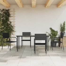 Juego de comedor de jardín 5 pzas ratán sintético y acero negro de , Conjuntos de jardín - Ref: Foro24-3203276, Precio: 244,3...