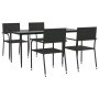 Juego de comedor de jardín 5 pzas ratán sintético y acero negro de , Conjuntos de jardín - Ref: Foro24-3203276, Precio: 244,3...