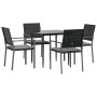 Juego comedor jardín 5 piezas y cojines ratán sintético y acero de , Conjuntos de jardín - Ref: Foro24-3187002, Precio: 286,0...