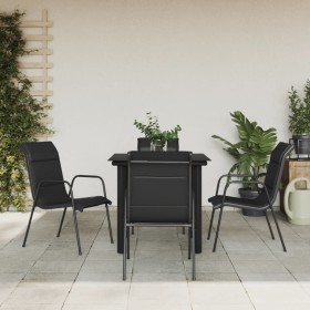 Juego de comedor para jardín 5 piezas acero y textilene negro de , Conjuntos de jardín - Ref: Foro24-3200711, Precio: 257,81 ...