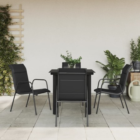 Juego de comedor para jardín 5 piezas acero y textilene negro de , Conjuntos de jardín - Ref: Foro24-3200711, Precio: 257,81 ...