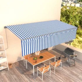 Automatic retractable awning with blind 6x3 m blue and white by vidaXL, Awnings - Ref: Foro24-3069486, Price: 583,24 €, Disco...