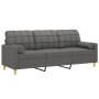 Sofá de 3 plazas con cojines tela gris oscuro 180 cm de , Sofás - Ref: Foro24-3200791, Precio: 328,95 €, Descuento: %