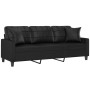 Sofá de 3 plazas con cojines cuero sintético negro 180 cm de , Sofás - Ref: Foro24-3200808, Precio: 306,87 €, Descuento: %