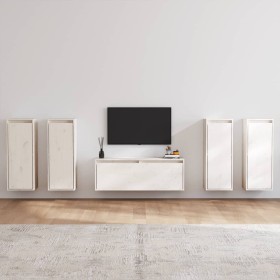 Muebles para TV 5 piezas madera maciza de pino blanco de , Muebles TV - Ref: Foro24-3100215, Precio: 244,37 €, Descuento: %