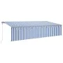 Toldo automático retráctil con persiana 6x3 m azul y blanco de vidaXL, Toldos - Ref: Foro24-3069486, Precio: 583,24 €, Descue...