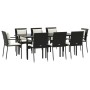 Set de comedor de jardín 9 pzas y cojines ratán sintético negro de , Conjuntos de jardín - Ref: Foro24-3185100, Precio: 776,2...