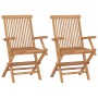Sillas de jardín 2 uds madera maciza de teca con cojines azules de , Sillas de jardín - Ref: Foro24-3062512, Precio: 202,08 €...