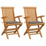 Sillas de jardín 2 uds madera maciza de teca con cojines grises de , Sillas de jardín - Ref: Foro24-3062488, Precio: 203,80 €...