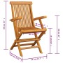 Sillas de jardín 4 uds madera teca con cojines a cuadros grises de , Sillas de jardín - Ref: Foro24-3065631, Precio: 377,21 €...