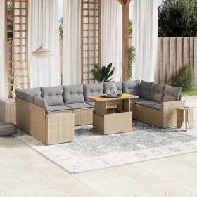 Set de sofás de jardín 11pzas con cojines ratán sintético beige en Conjuntos de jardín | Comprar online en Foru.es