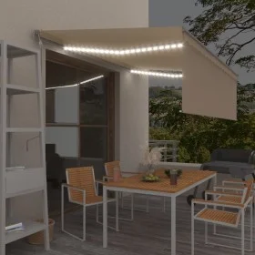 Toldo automático persiana LED sensor de viento crema 4,5x3 m de vidaXL, Toldos - Ref: Foro24-3069452, Precio: 709,30 €, Descu...