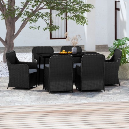 Juego de comedor de jardín 7 piezas con cojines negro de , Conjuntos de jardín - Ref: Foro24-3099544, Precio: 952,66 €, Descu...