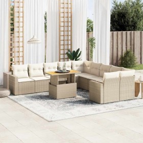 Set de sofás de jardín 11pzas con cojines ratán sintético beige en Conjuntos de jardín | Comprar online en Foru.es